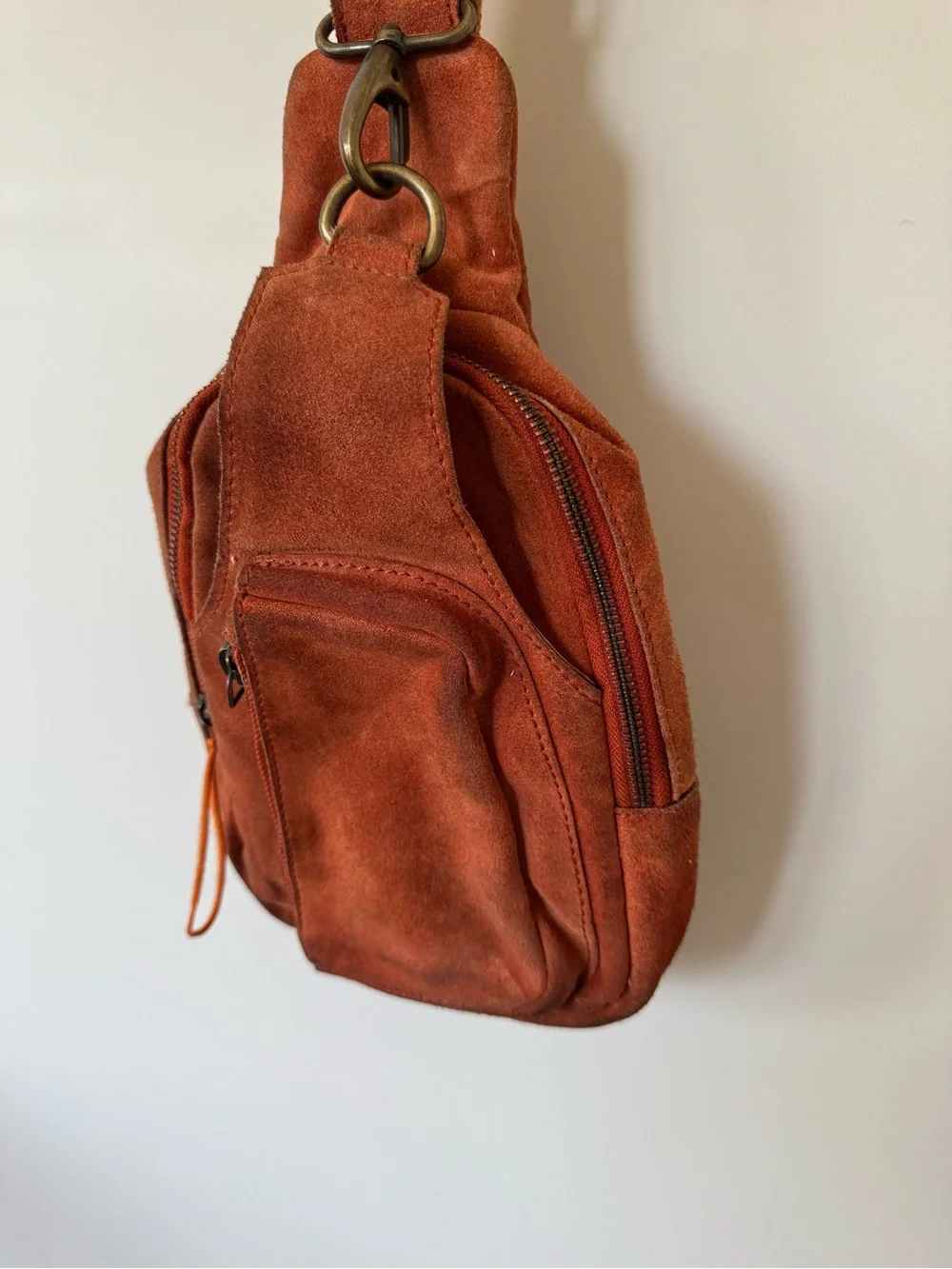 Free People Hudson Suede Sling Bag Burnt Orange Crossbody Boho